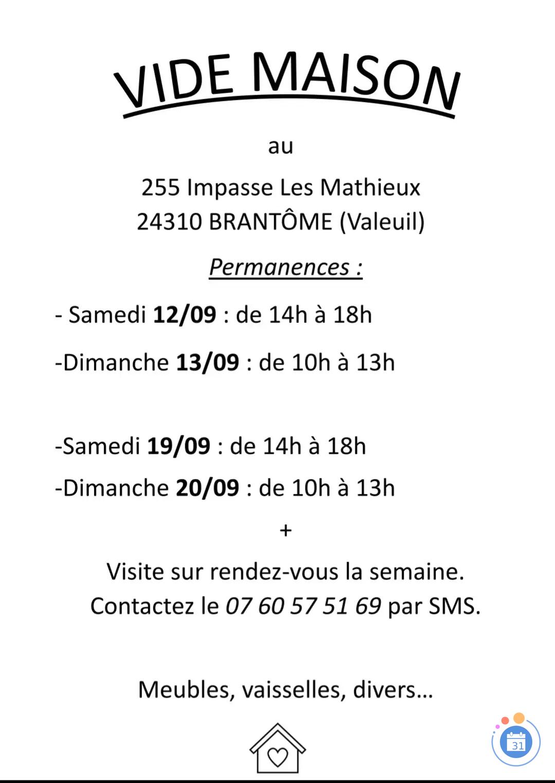 Image Vide Maison à côté de Bourdeilles 🏡 (photo 1)