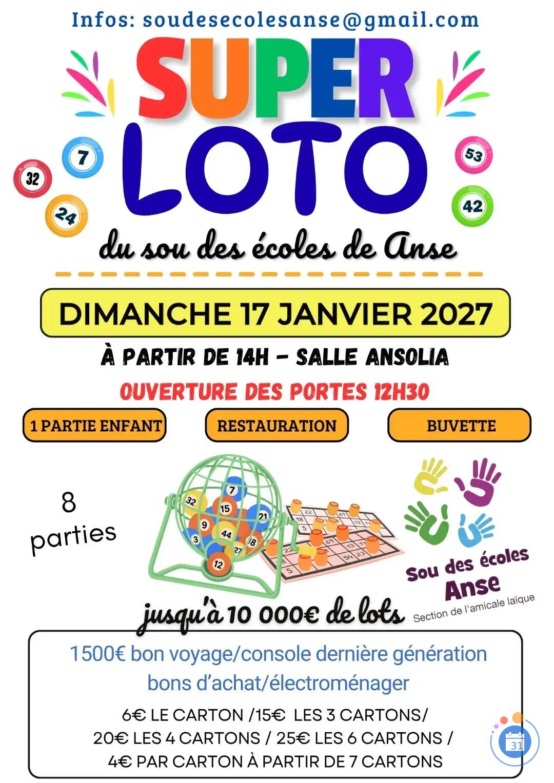 Image Super Loto du Sou des Ecoles de Anse (photo 1)
