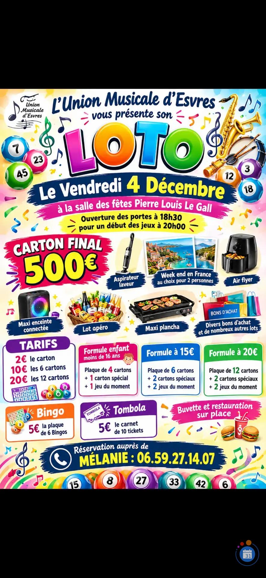 Flyer Super loto animé par Mélanie