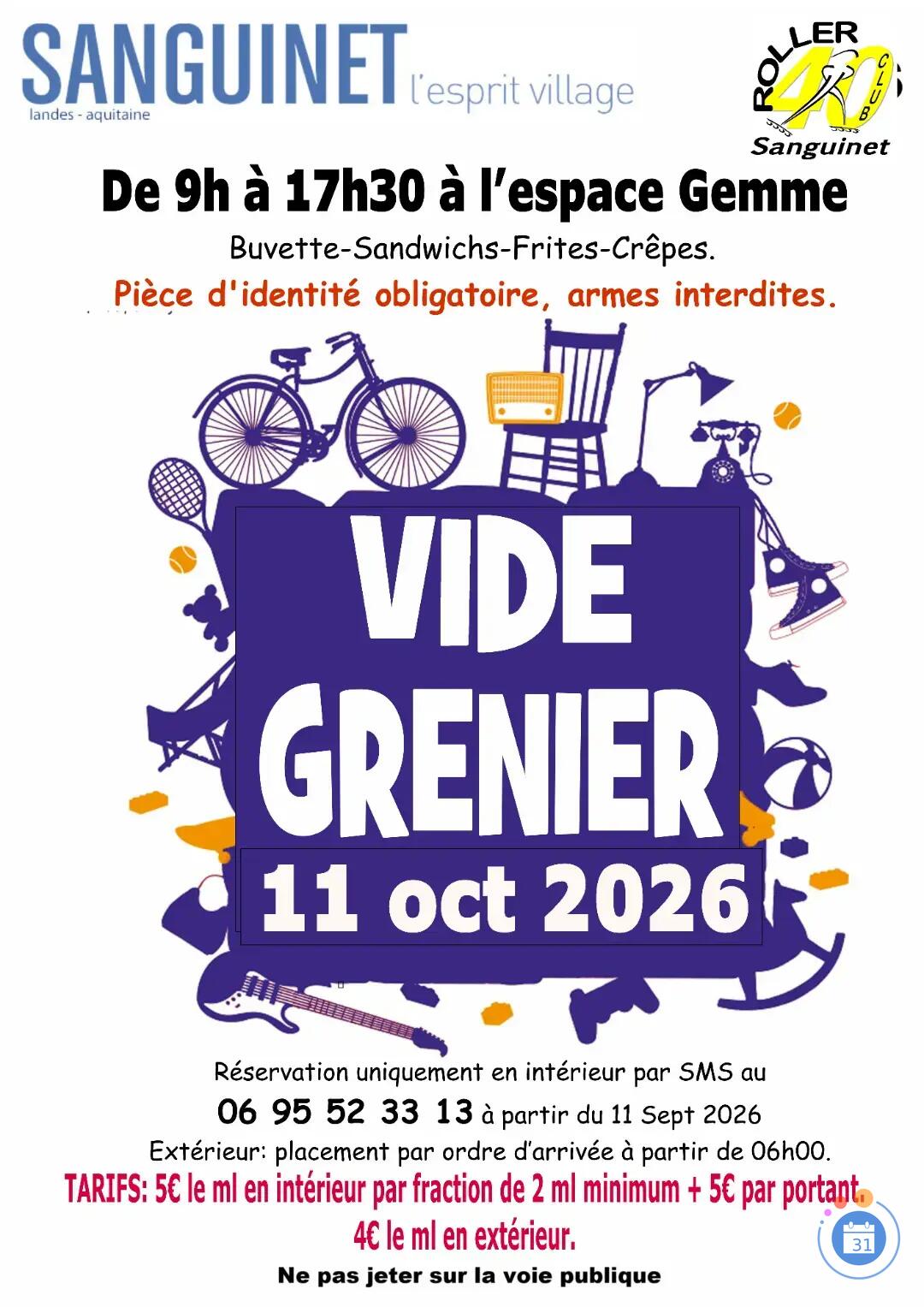 Image vide grenier du roller club de sanguinet (photo 1)