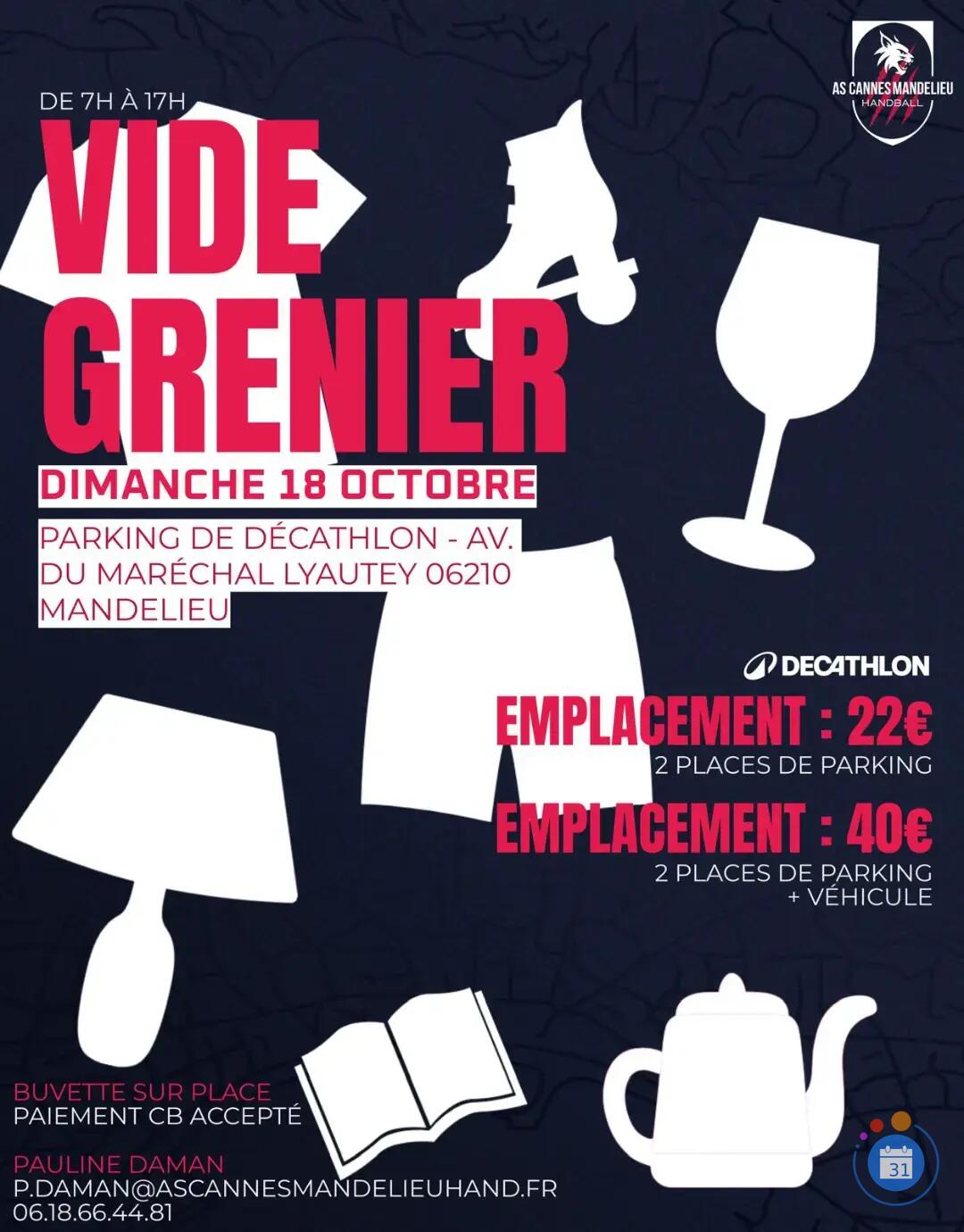 Image L'AS Cannes Mandelieu Handball organise un VIDE-GRENIER ouvert à tous 🛍️ (photo 1)