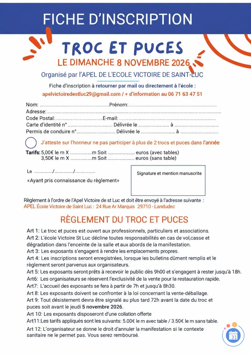 Image Troc et puces - APEL Victoire de st luc (photo 2)