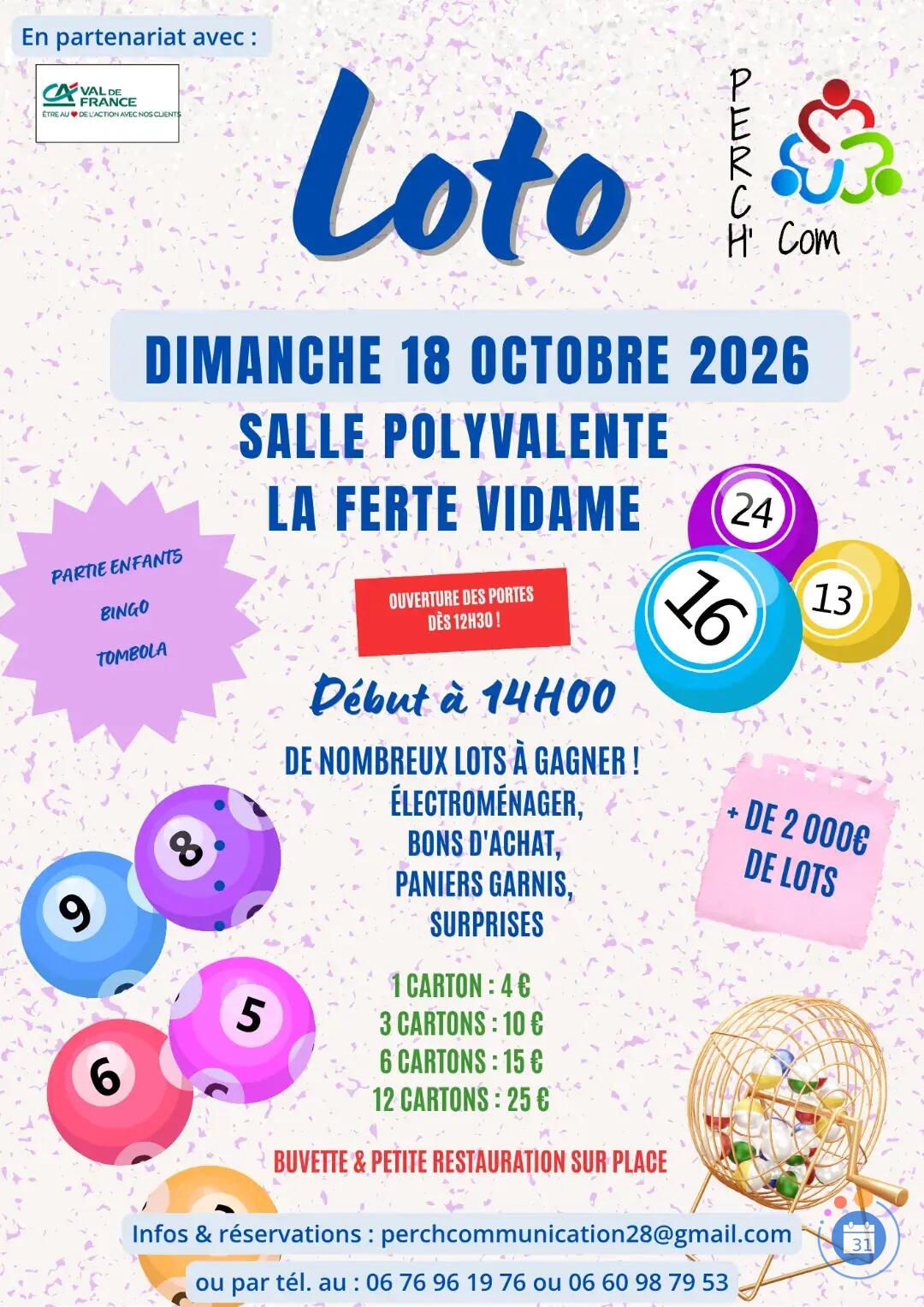 Image Loto du 18 octobre 2026 à 14h à La Ferté Vidame (photo 1)