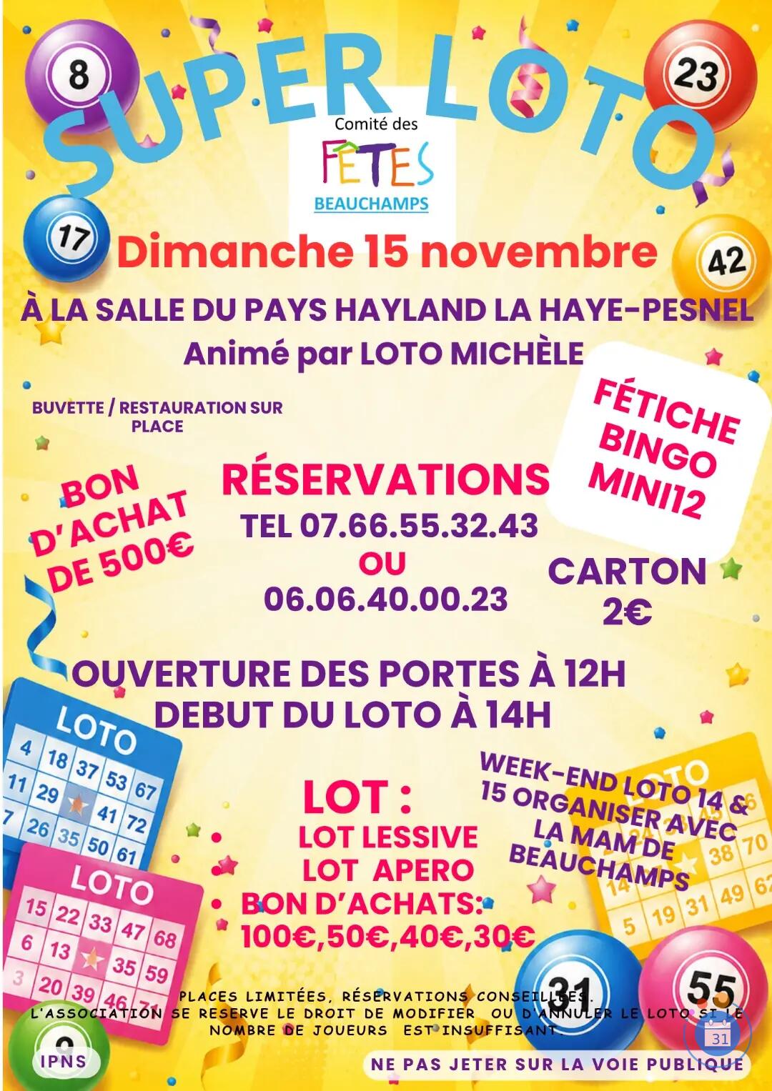 Flyer Loto du comité des fêtes de Beauchamps