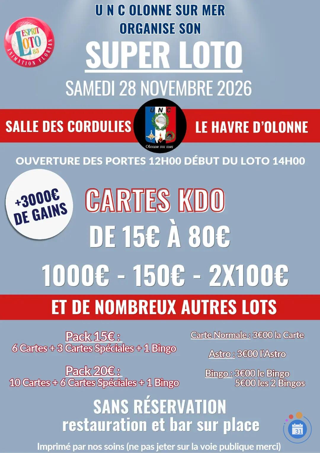 Flyer Super loto unc olonne sur mer animation florian