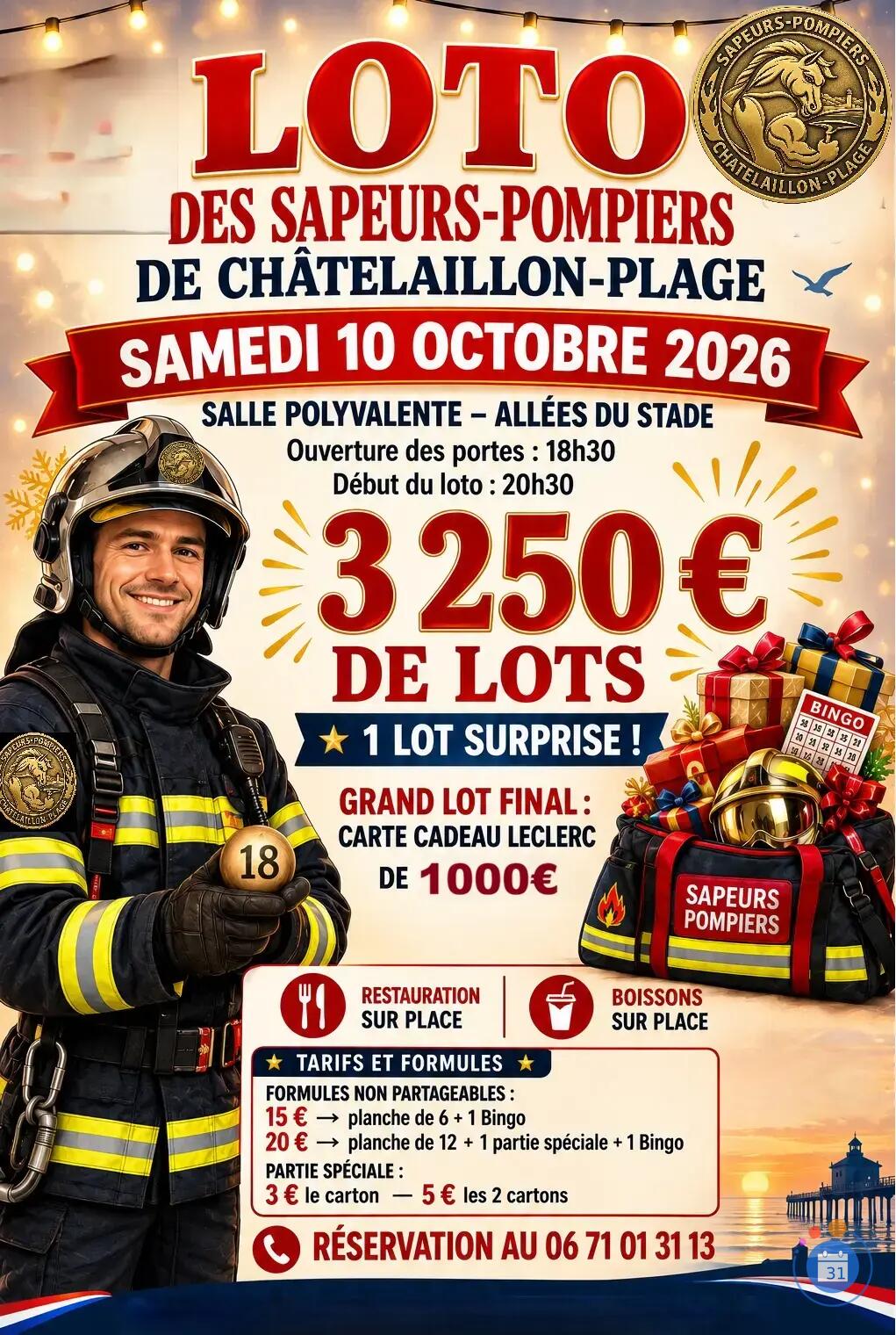 Flyer Loto des pompiers de Châtelaillon-Plage