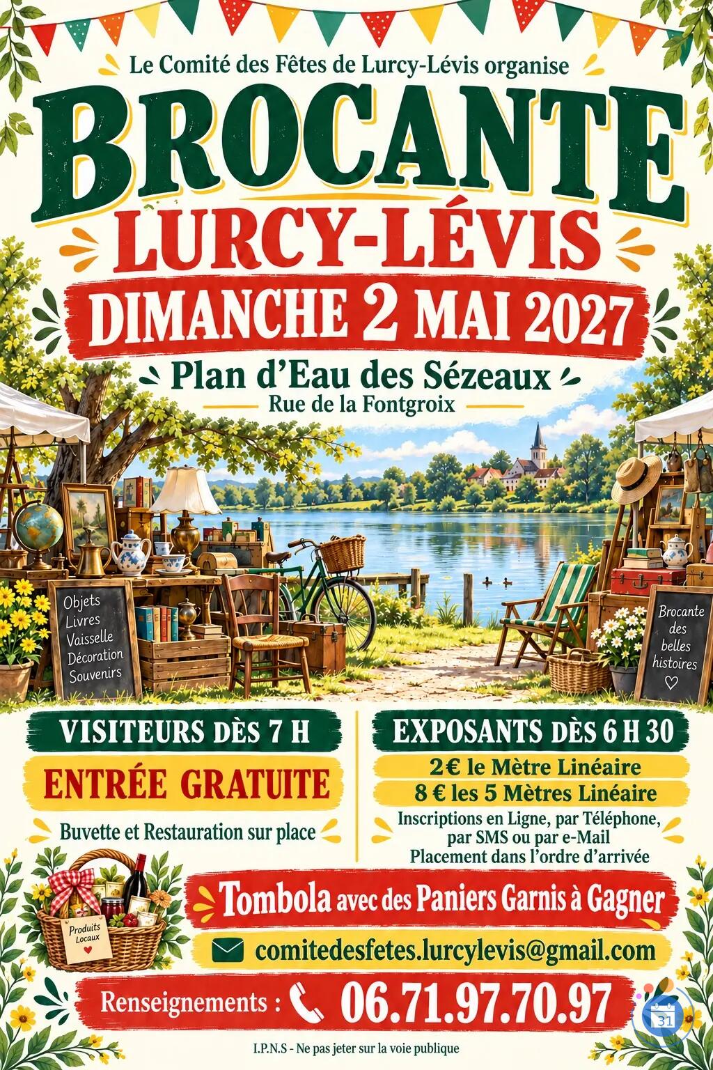 Image Brocante de Lurcy-Lévis – Dimanche 2 Mai 2027 – Plan d’Eau des Sézeaux (photo 1)