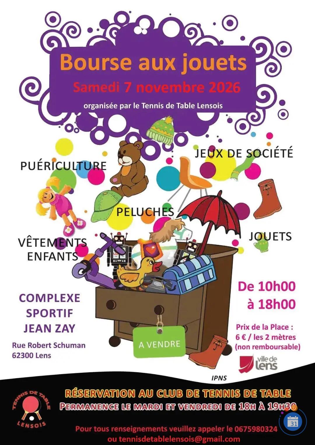 Image BOURSE AUX JOUETS DU TENNIS DE TABLE LENSOIS (photo 1)
