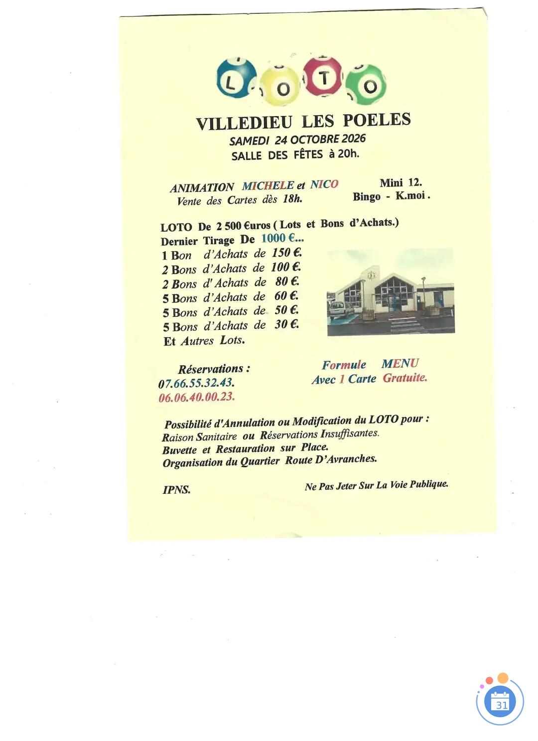 Image Loto organisé par Michèle et Nico (photo 1)