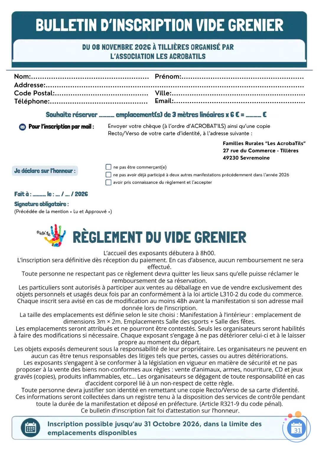 Image VIDE GRENIER TILLIERES 08/11/26 (photo 3)