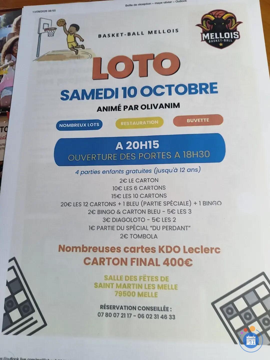 Image Loto basket melle (photo 1)