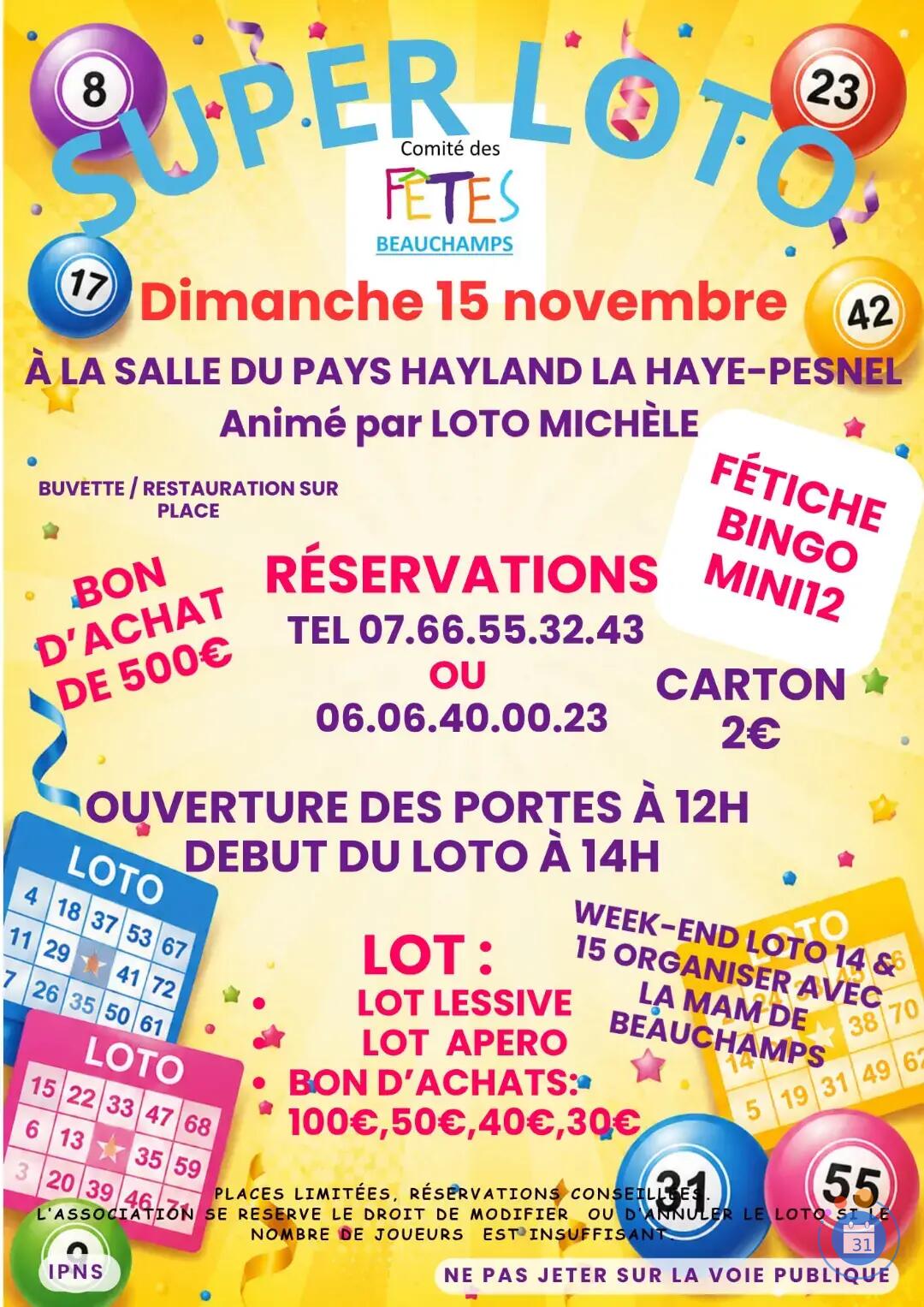 Flyer Loto animé par Michèle et Nico