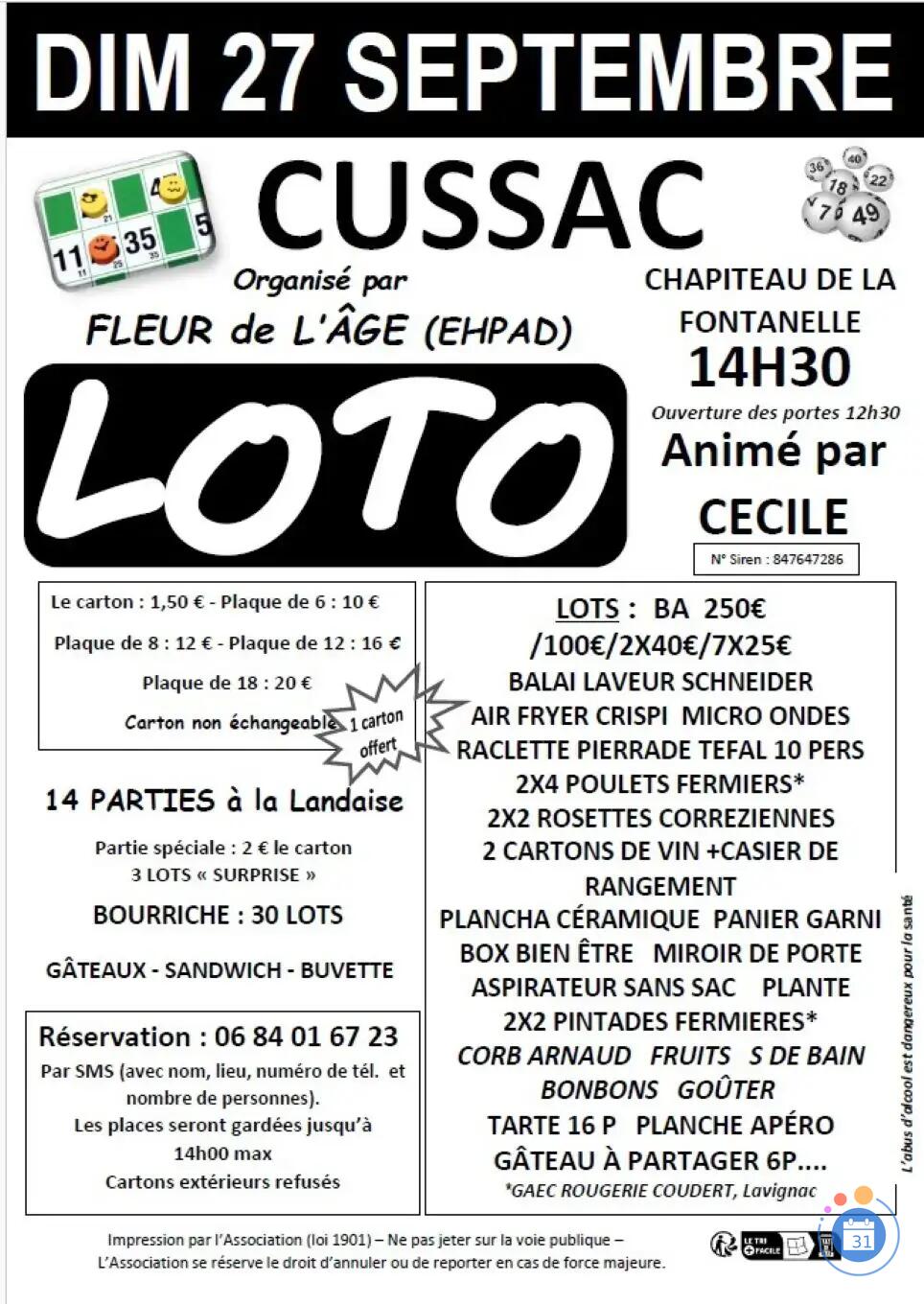 Image LOTO DE LA FLEUR DE L AGE ANIME PAR CECILE (photo 1)