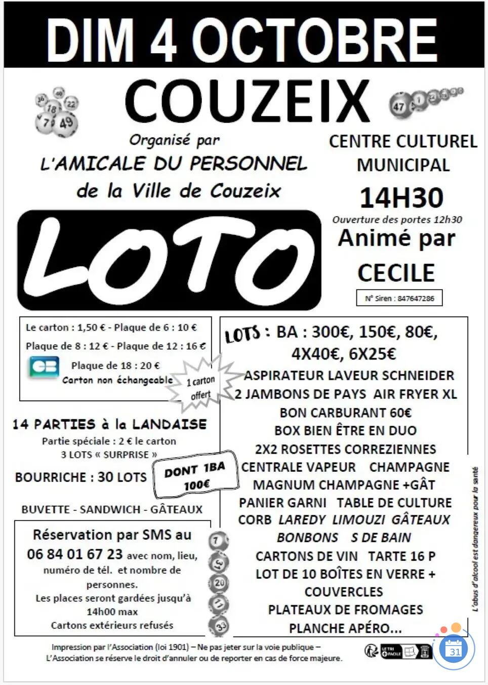 Image LOTO DE L AMICALE DU PESRSONNEL ANIME PAR CECILE (photo 1)