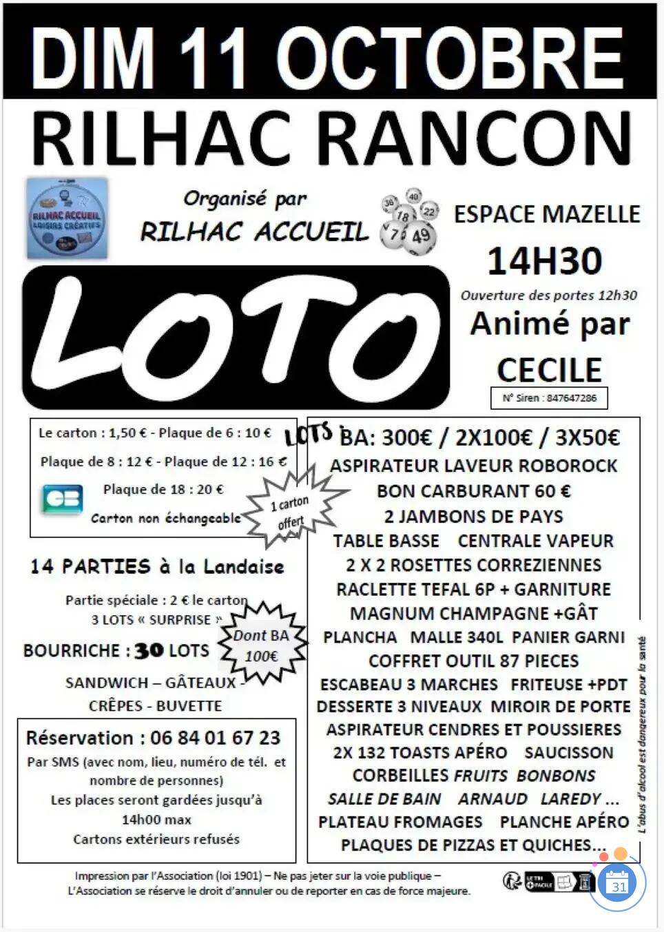 Image LOTO DE RILHAC LOISIRS ANIME PAR CECILE (photo 1)