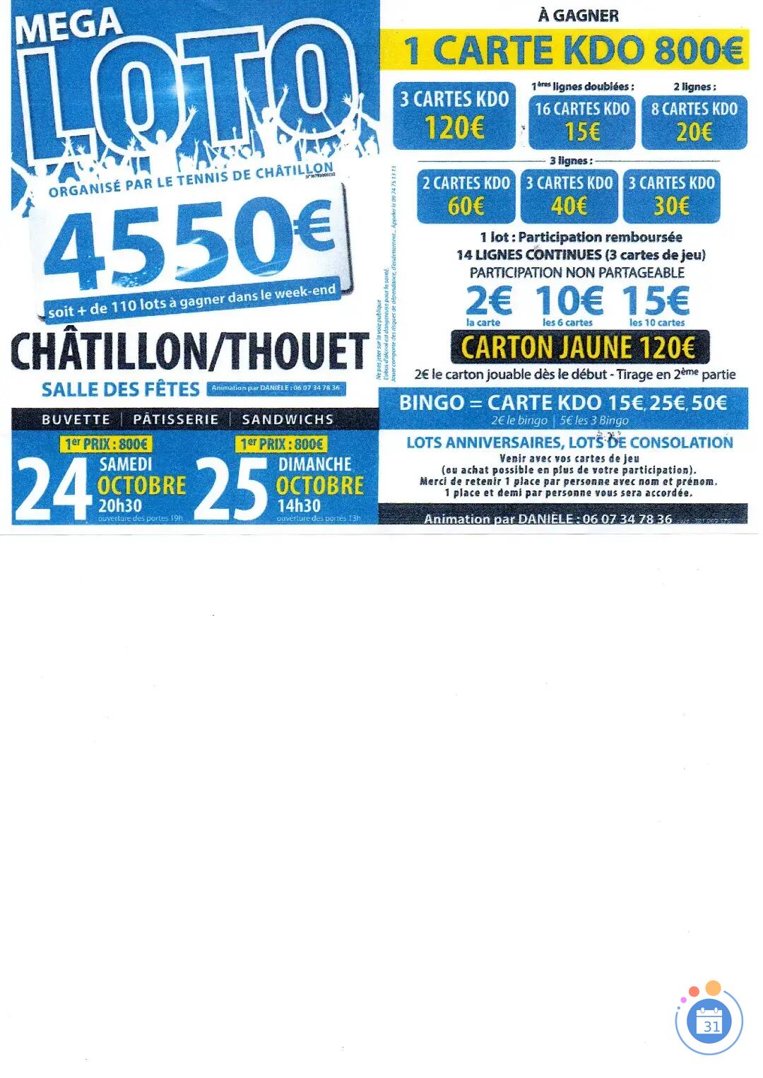 Flyer 2 Méga lotos du Tennis Club de Chatillon sur Thouet