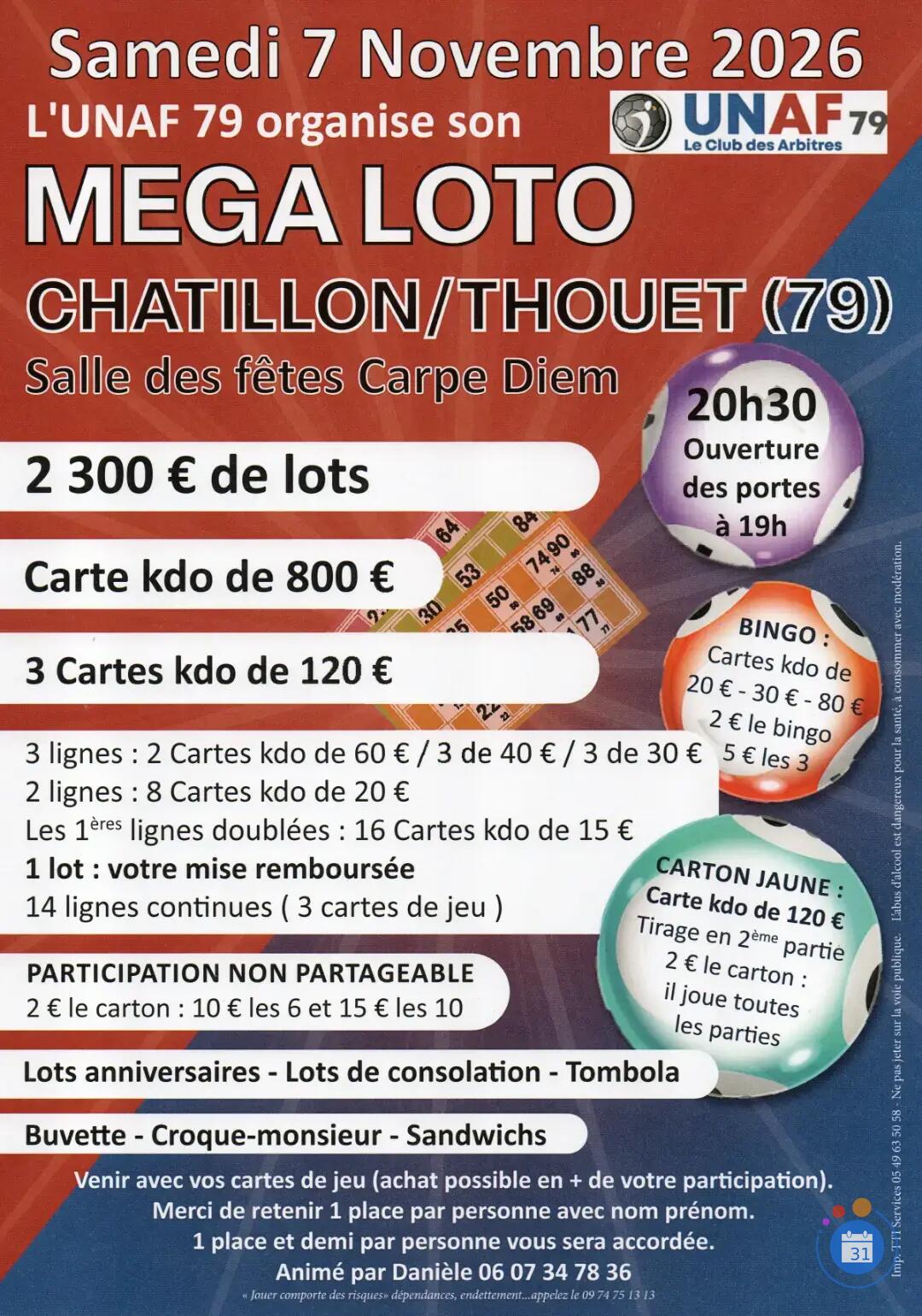 Flyer Méga loto de l'UNAF 79
