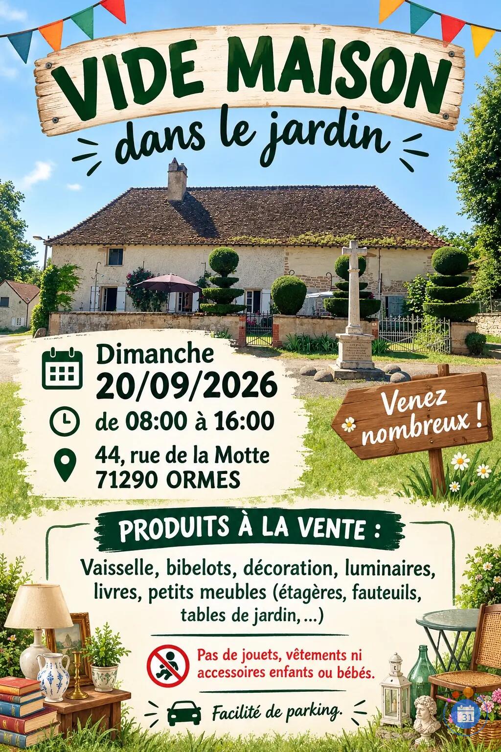 Image Vide maison dans le jardin Ormes (photo 1)