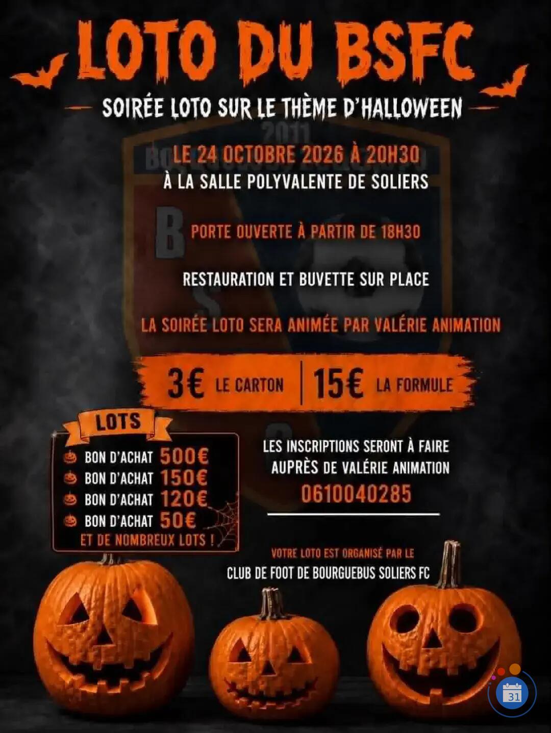 Flyer Loto BSFC animé par Valérie Animation