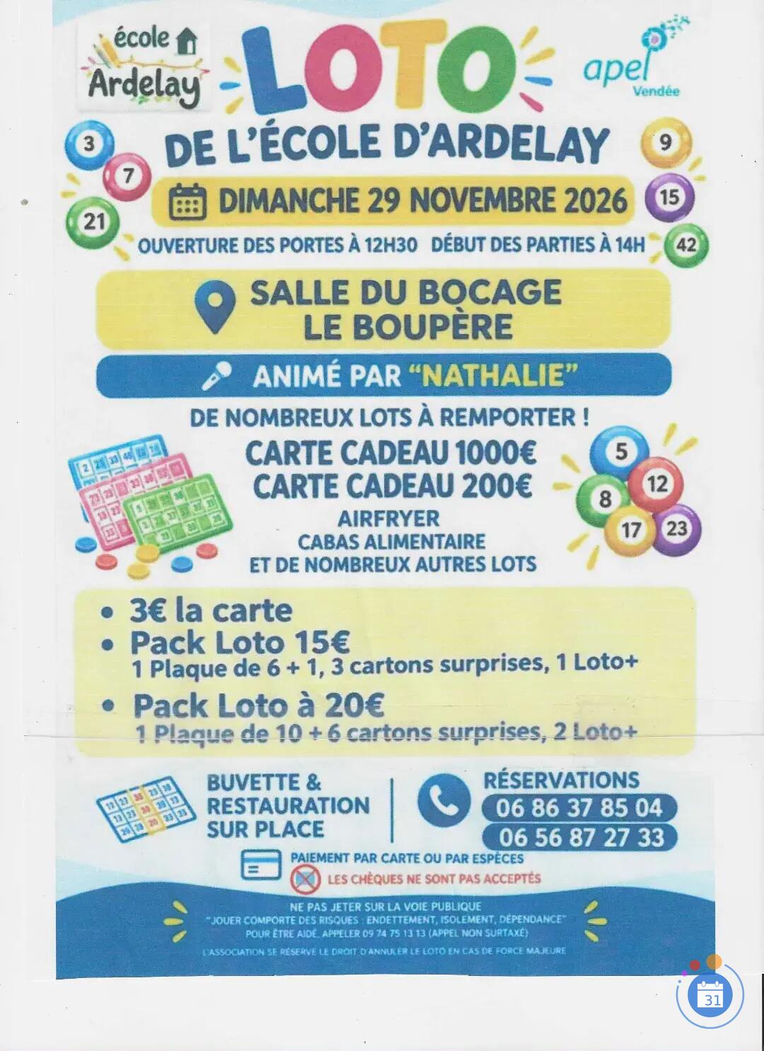 Flyer super loto animé par Nathalie