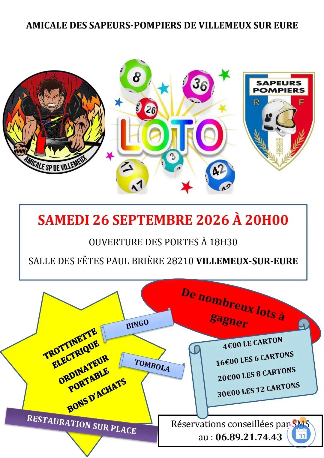 Image Loto de l’Amicale des sapeurs pompiers de Villemeux sur eure (photo 1)