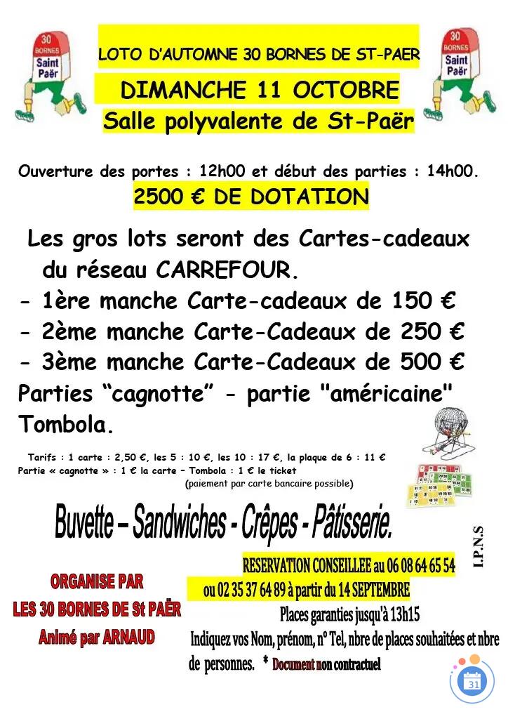 Flyer Loto d'automne des 30 bornes de st-paër