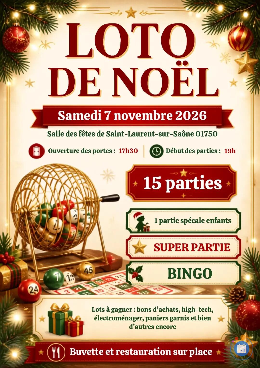 Flyer Loto de Noël de l'association nuage de sourires