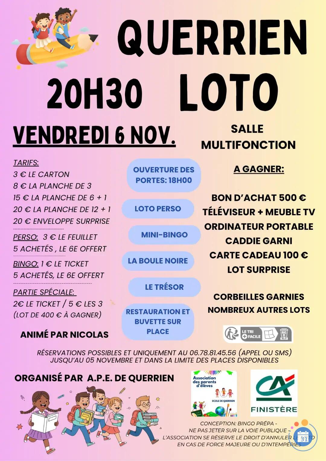 Flyer Super Loto A.P.E de Querrien