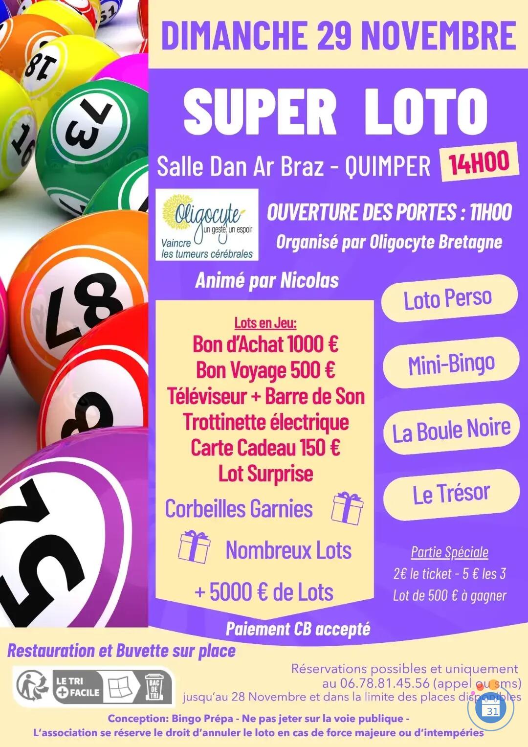 Flyer Super Loto de Oligocyte Bretagne