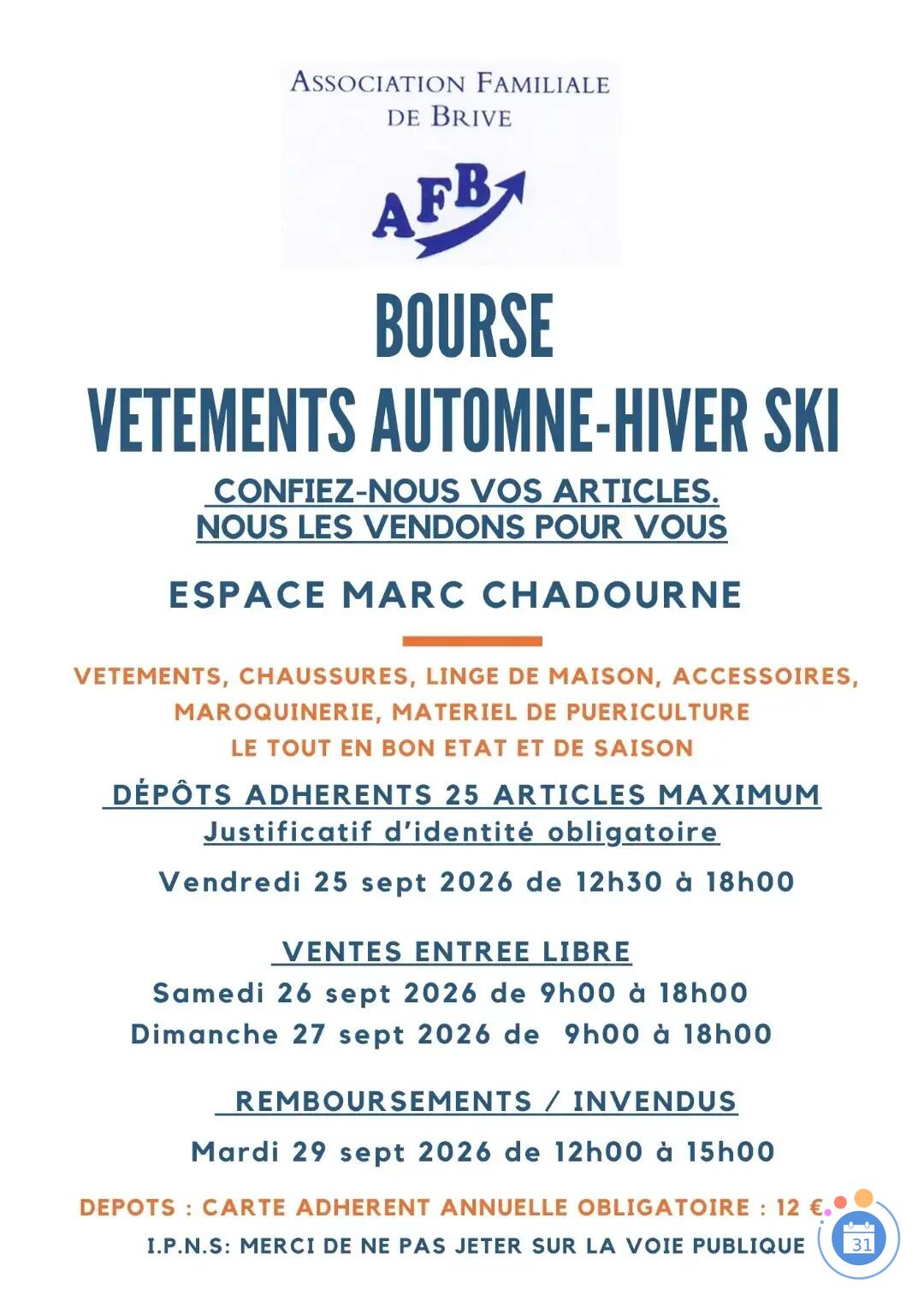 Image BOURSE AUX VETEMENTS AUTOMNE HIVER SKI (photo 2)