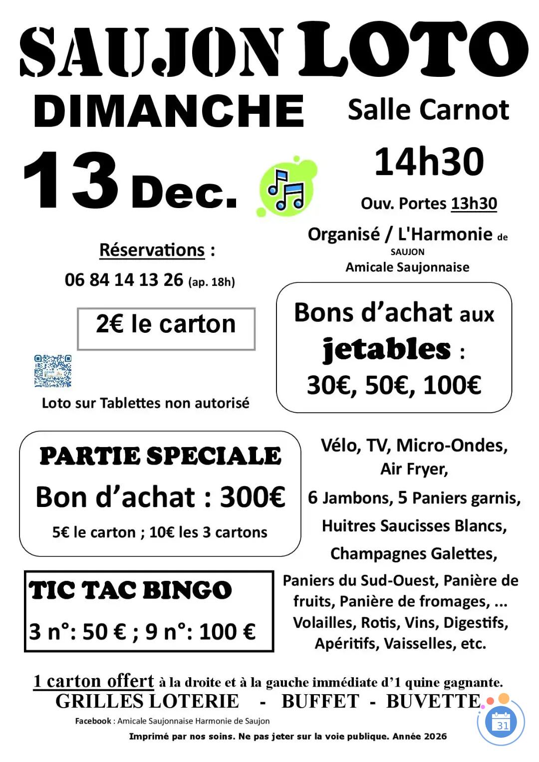 Flyer LOTO de l'harmonie