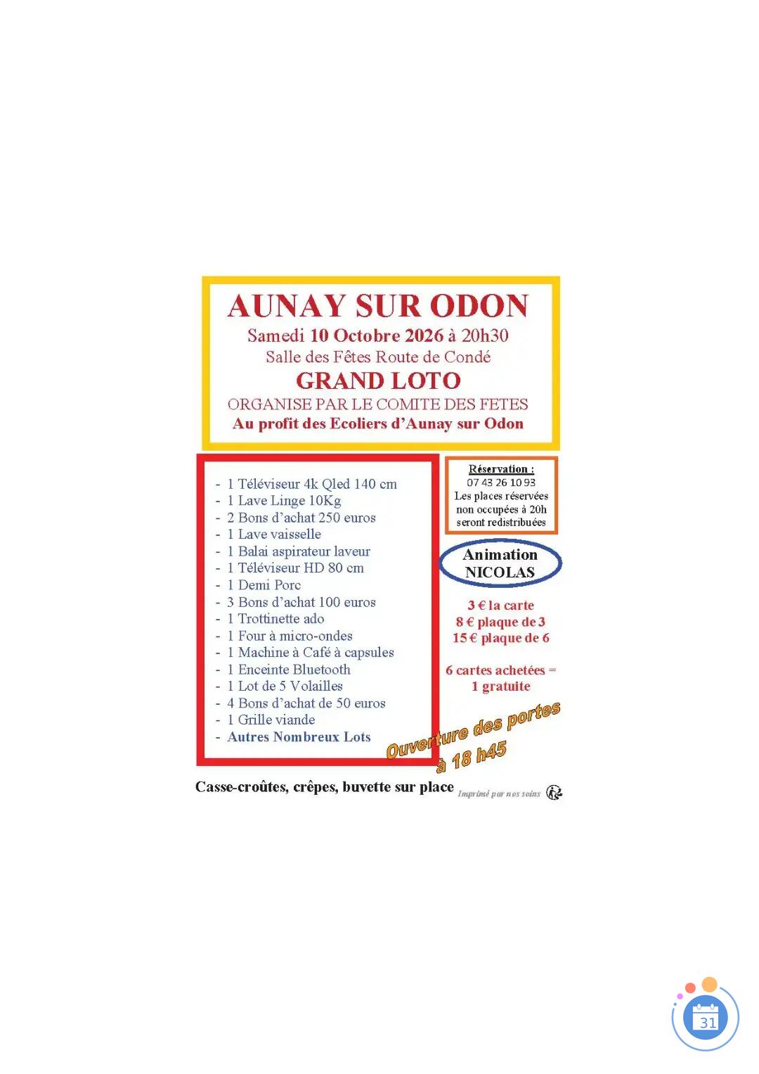 Image GRAND LOTO du COMITE DES FETES AUNAY SUR ODON (photo 1)
