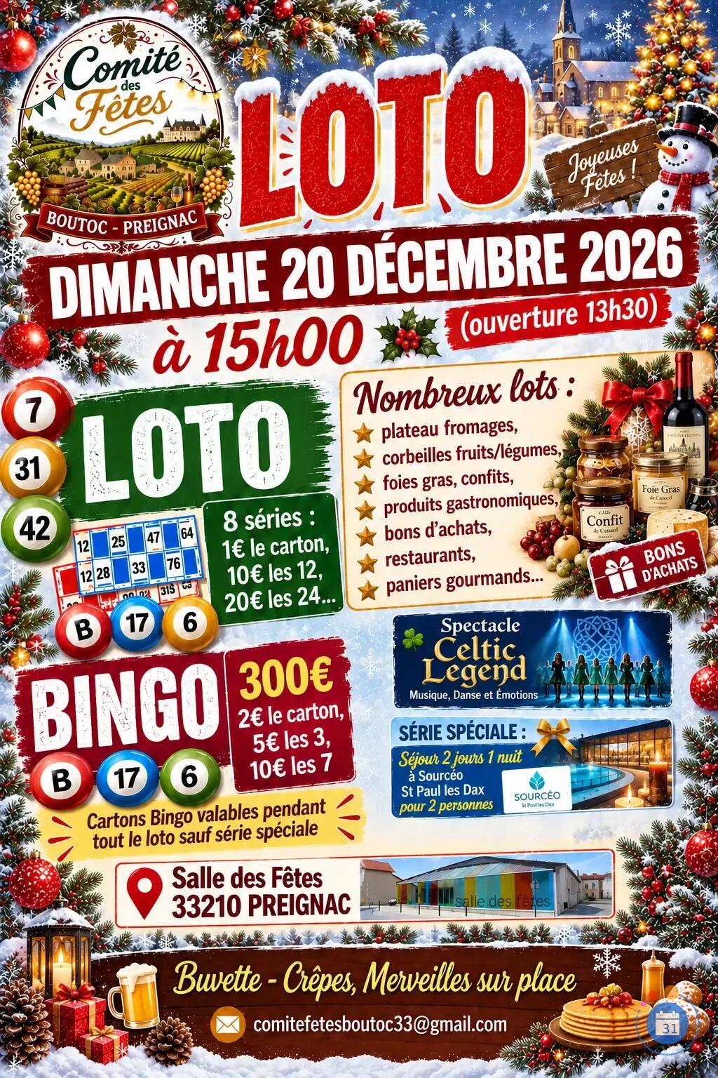 Image LOTO DE NOEL DU COMITE DES FETES DE BOUTOC PREIGNAC (photo 1)