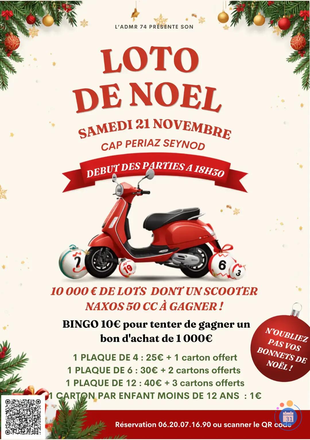 Flyer Loto de Noël ADMR du 21 novembre 2026