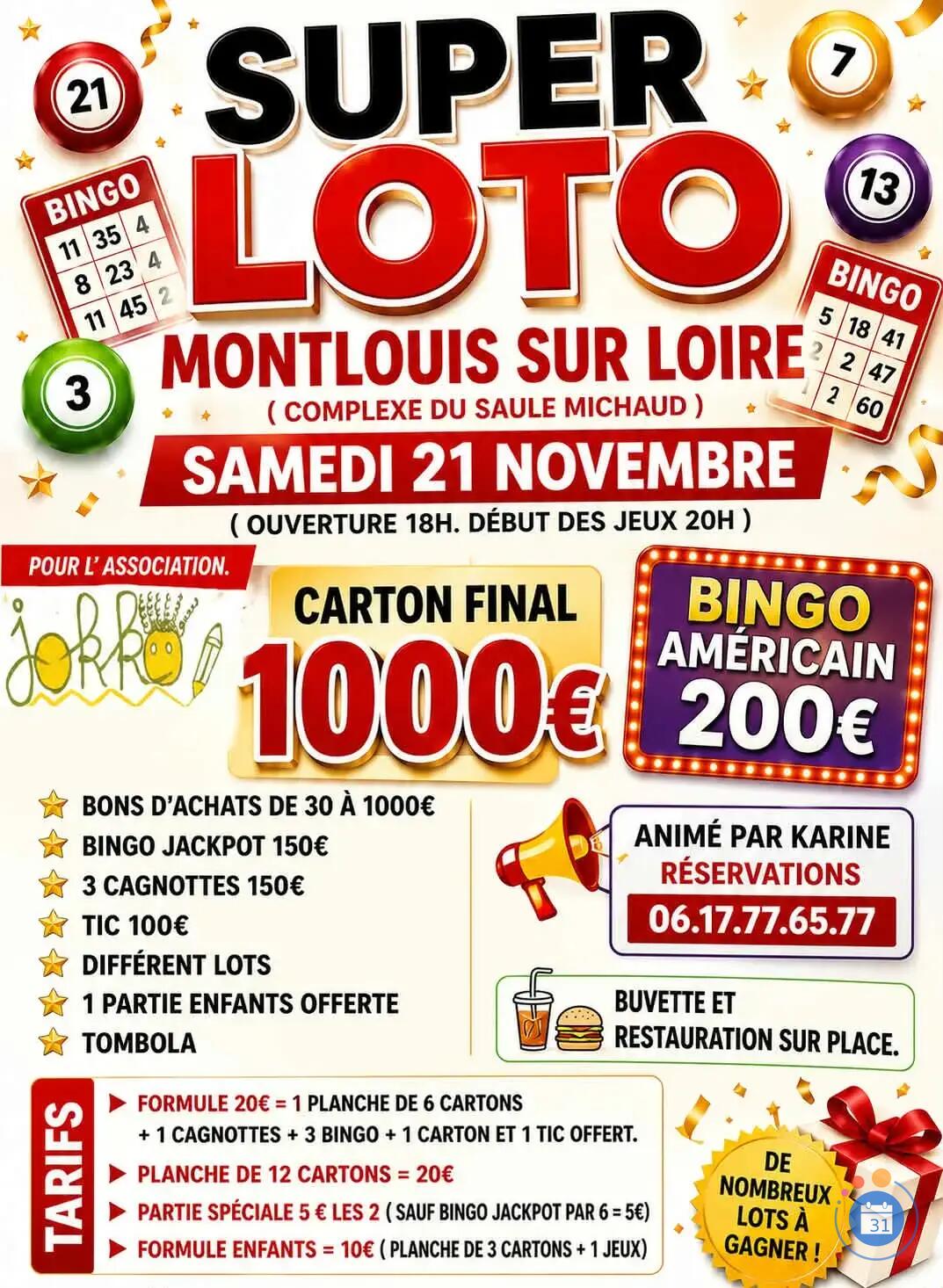 Flyer Loto association jokko animé par karine