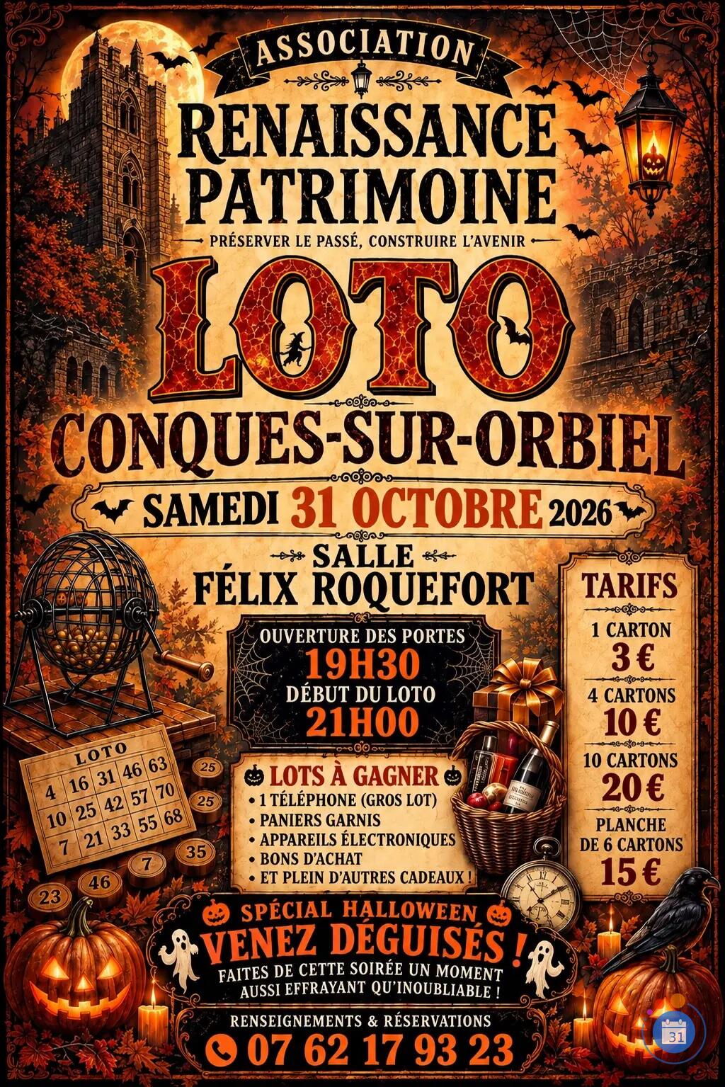 Flyer Loto pour l’association Renaissance Patrimoine