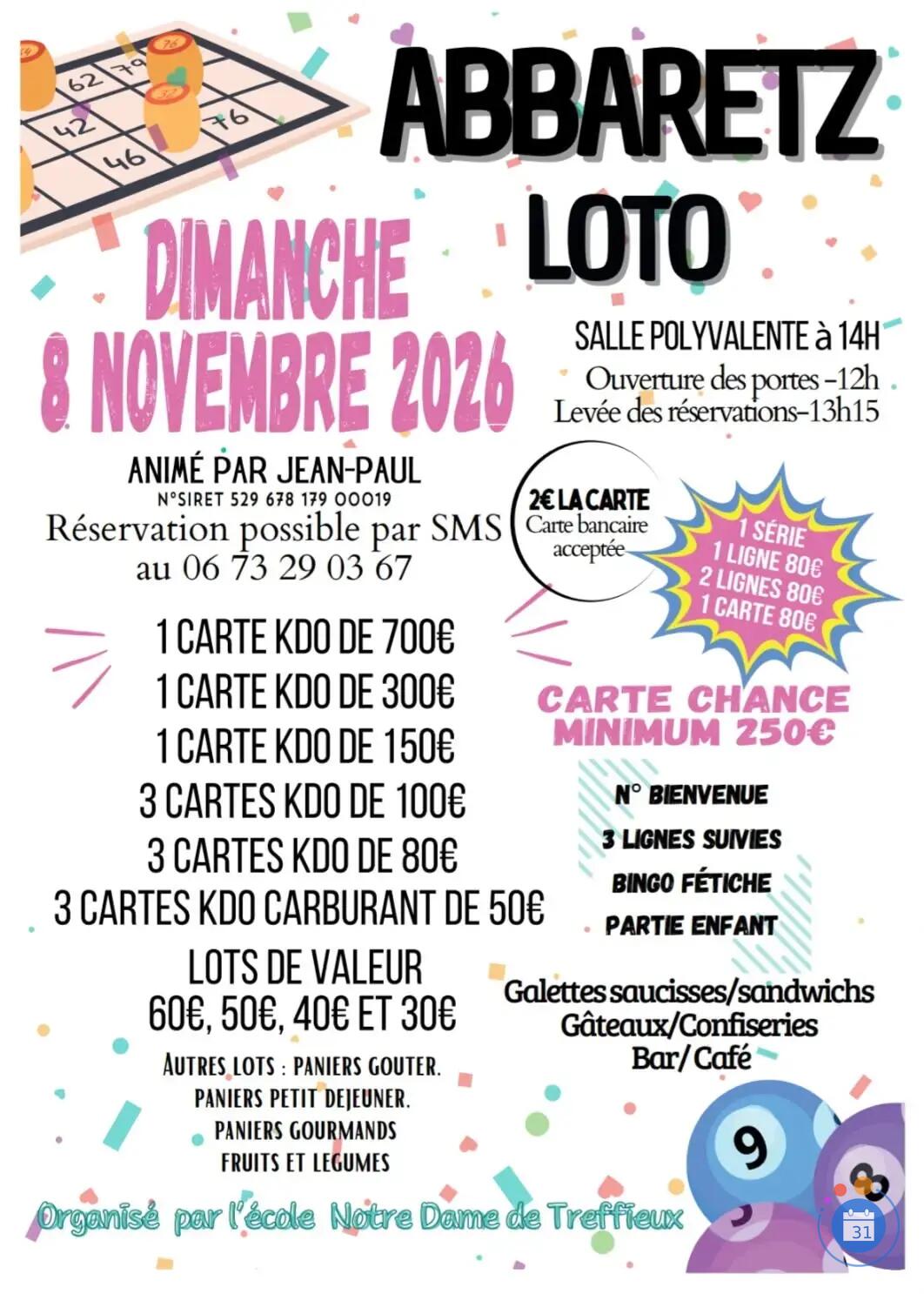 Flyer Loto Animé par Jean Paul
