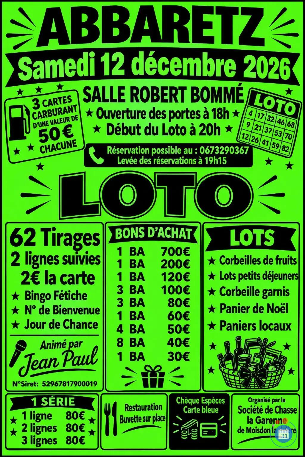 Flyer Loto Animé par Jean Paul