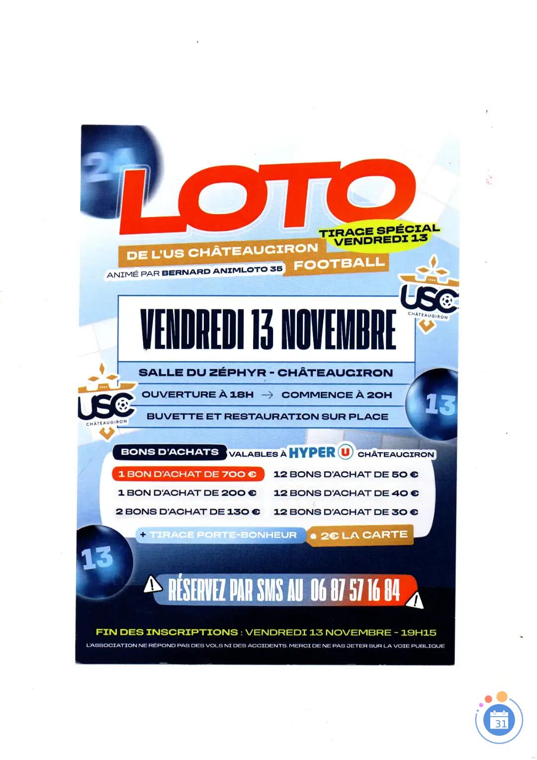 Flyer LOTO Animé par Animloto35 BERNARD