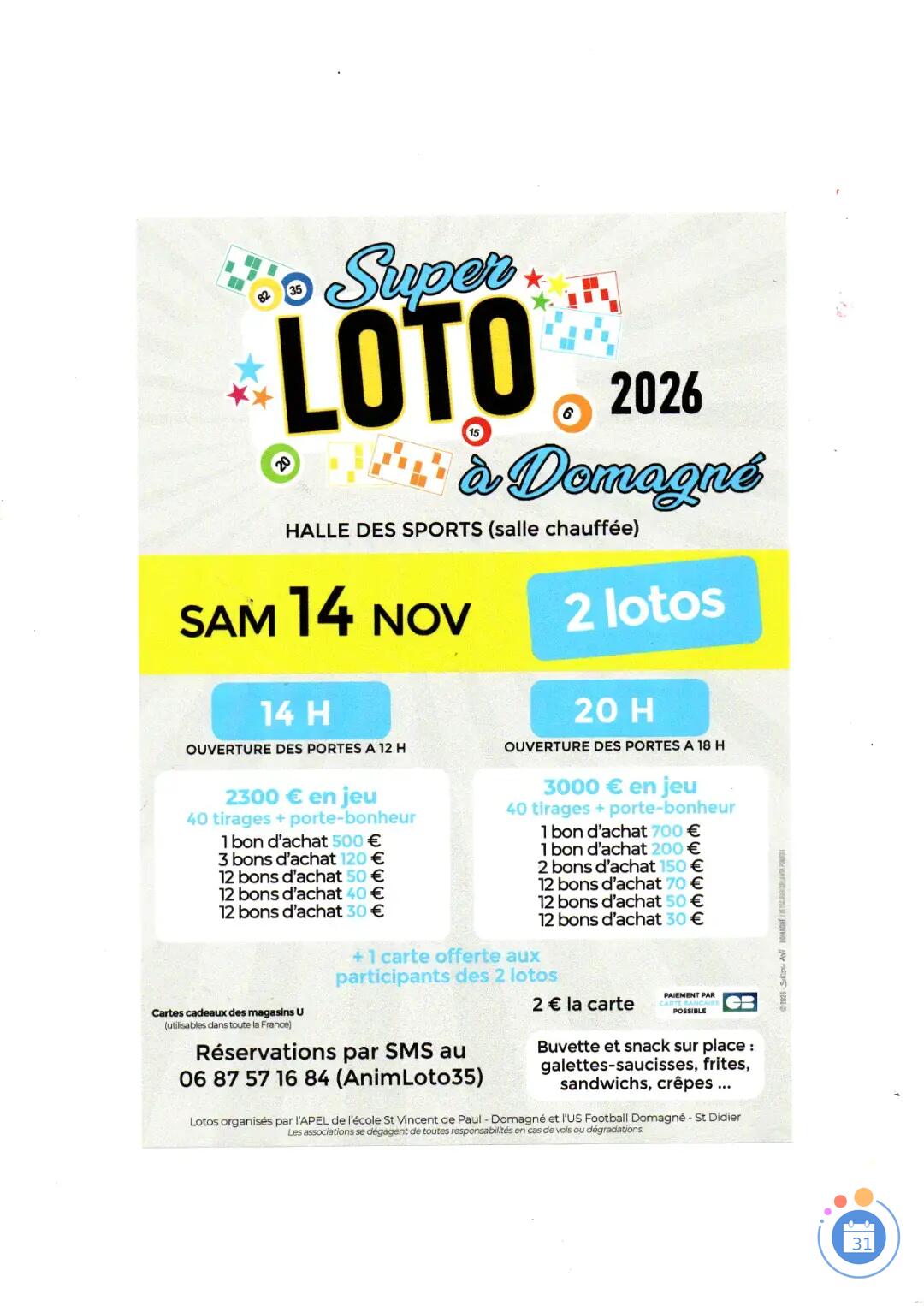 Flyer 2 SUPER LOTOS Animé par Animloto35 BERNARD