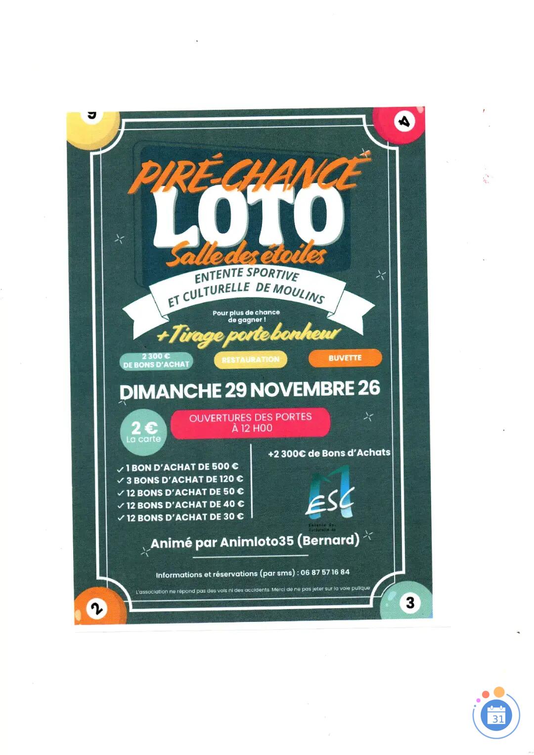 Flyer LOTO Animé par Animloto35 BERNARD