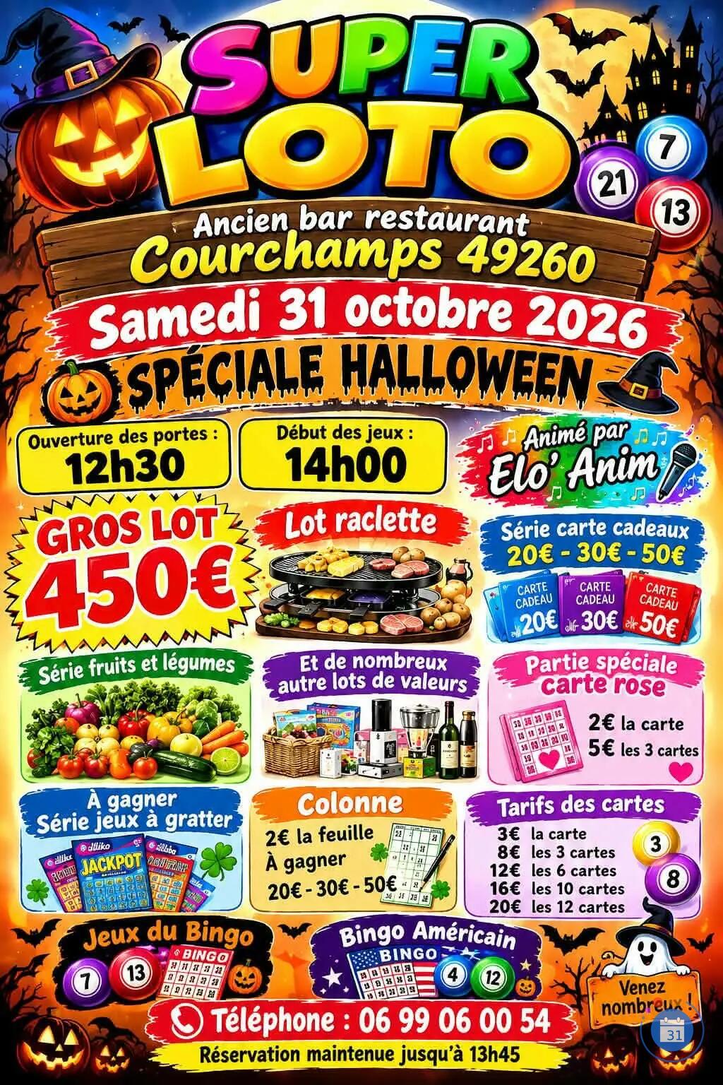 Flyer Loto animé par Elo’Anim (Elodie) organisé par le team vélo organisation