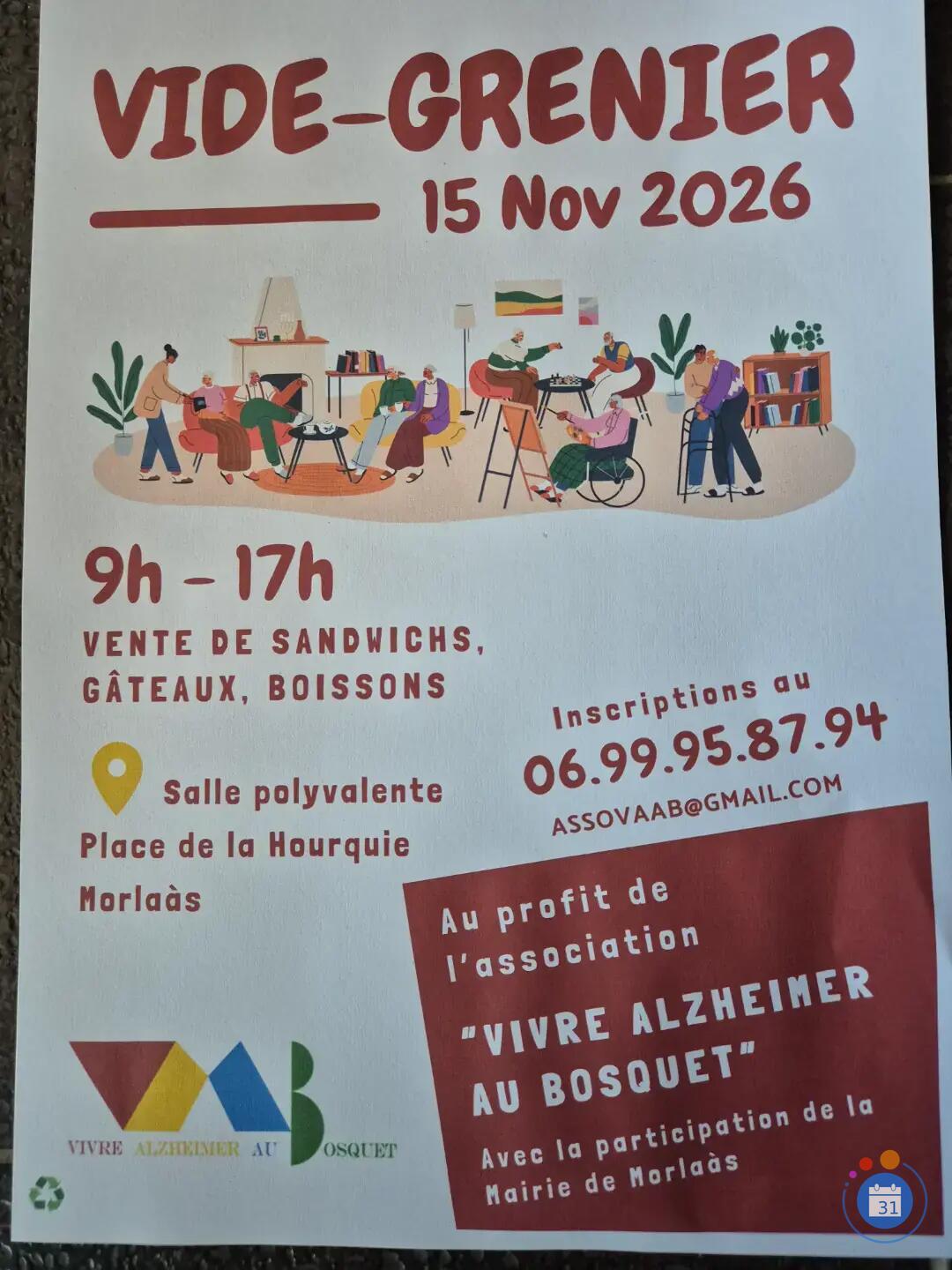 Image VIDE GRENIER DE L'ASSOCIATION VIVRE ALZHEIMER AU BOSQUET (photo 1)