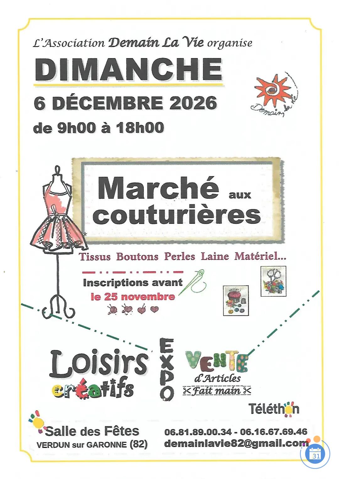 Image MARCHE AUX COUTURIERES ET LOISIRS CREATIFS (photo 1)
