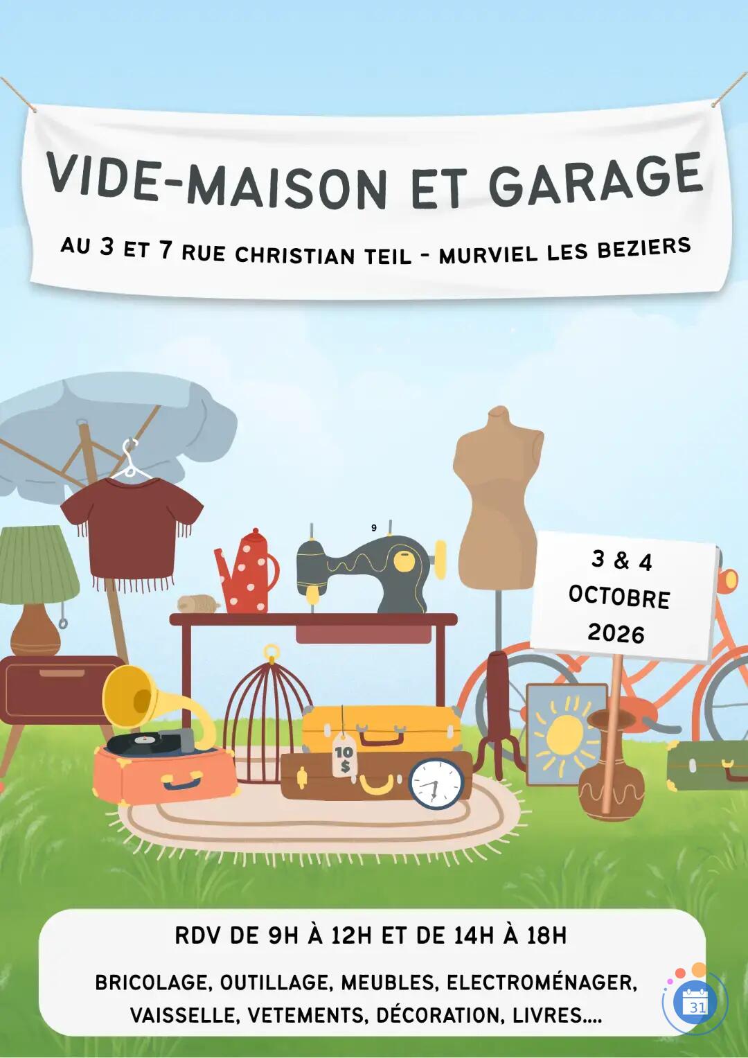 Image Grand vide-maisons et garages les 3 et 4 octobre à Murviel les Béziers (photo 1)