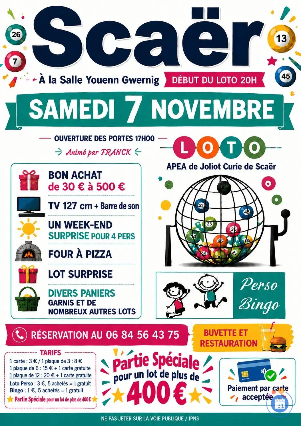 Flyer loto de L'APE Joliot Curie