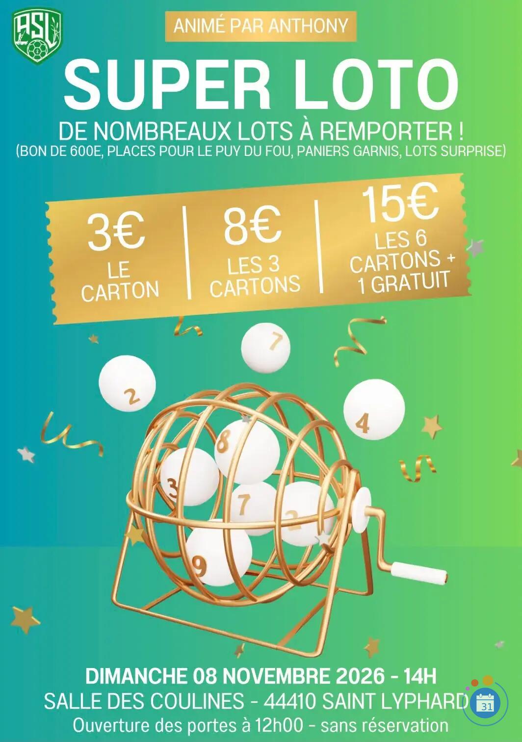 Flyer LOTO organisé par l'Amicale Saint-Lyphard Football