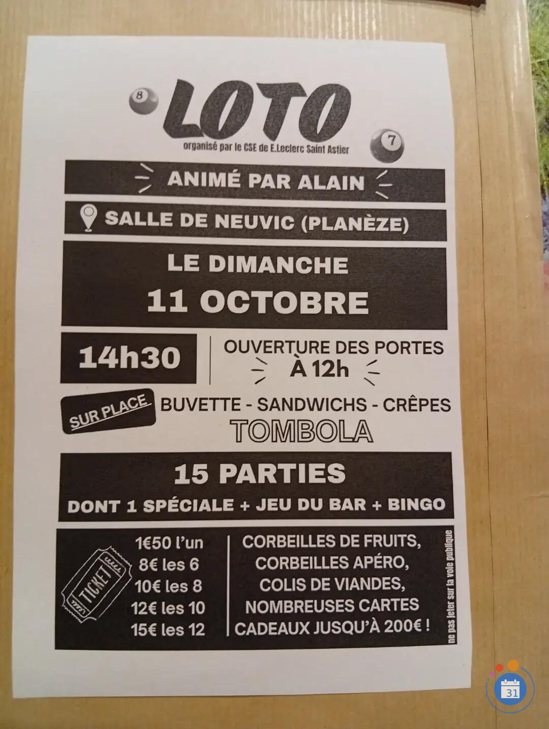Image Loto du CSE de Leclerc Saint Astier (photo 1)