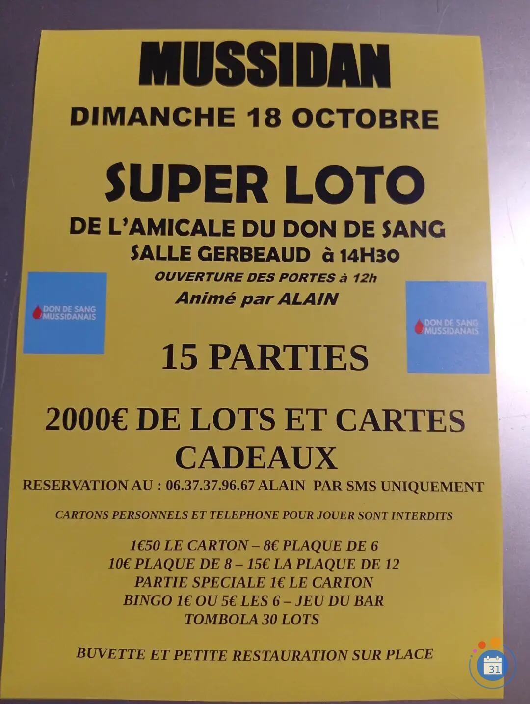 Image Loto de l'amicale du don de sang bénévole du mussidanais (photo 1)