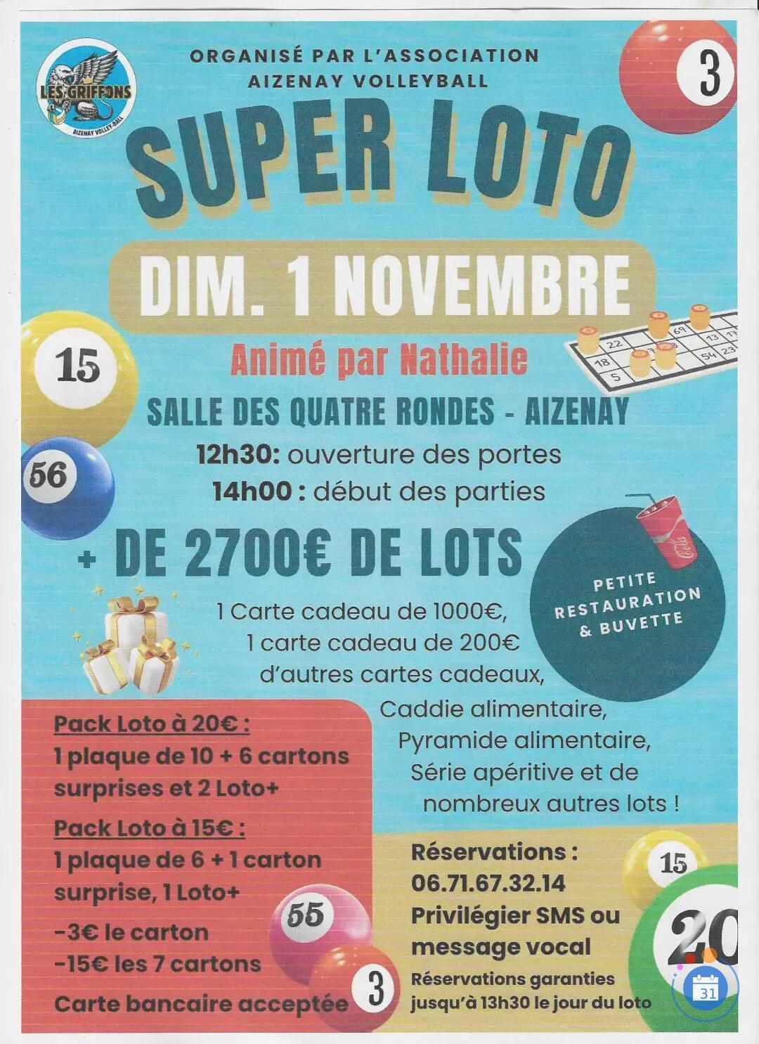 Flyer Super loto animee par nathalie